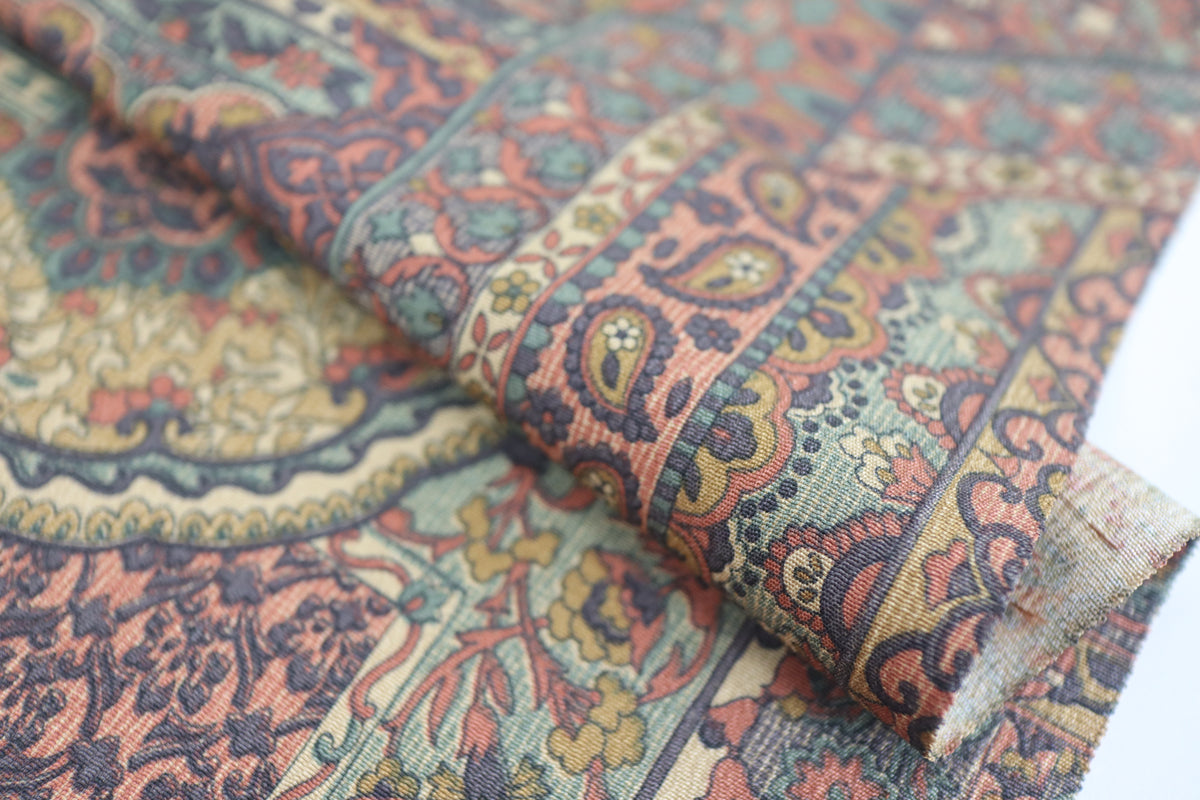 Vintage Japanese Silk Kimono Fabric Panel  - Oriental Sarasa pattern
