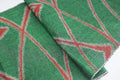 Vintage Japanese Tsumugi Silk Kimono Fabric Panel  - Green Geometric Pattern