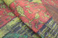Vintage Japanese Tsumugi Silk Kimono Fabric Panel  - Modern Oriental Pattern Yellow, Brown , Black