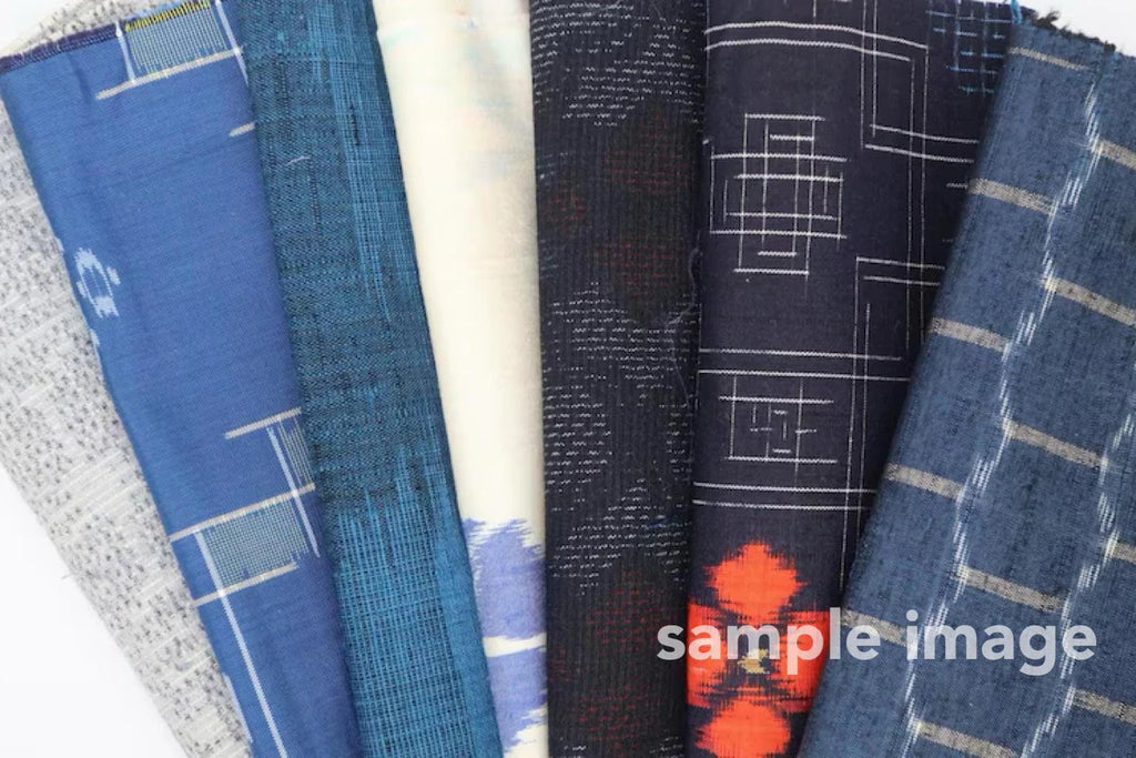 7  Assorted Summer Colors  Kimono Tsumugi Silk Fabric Scrap Set　NATSU
